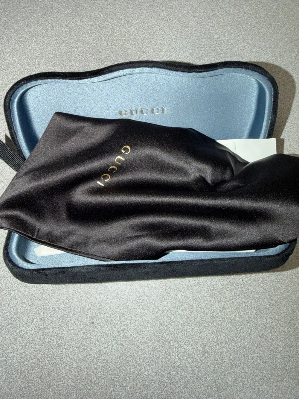 Gucci Men’s Rimless Eyeglasses Gold and Black Accents